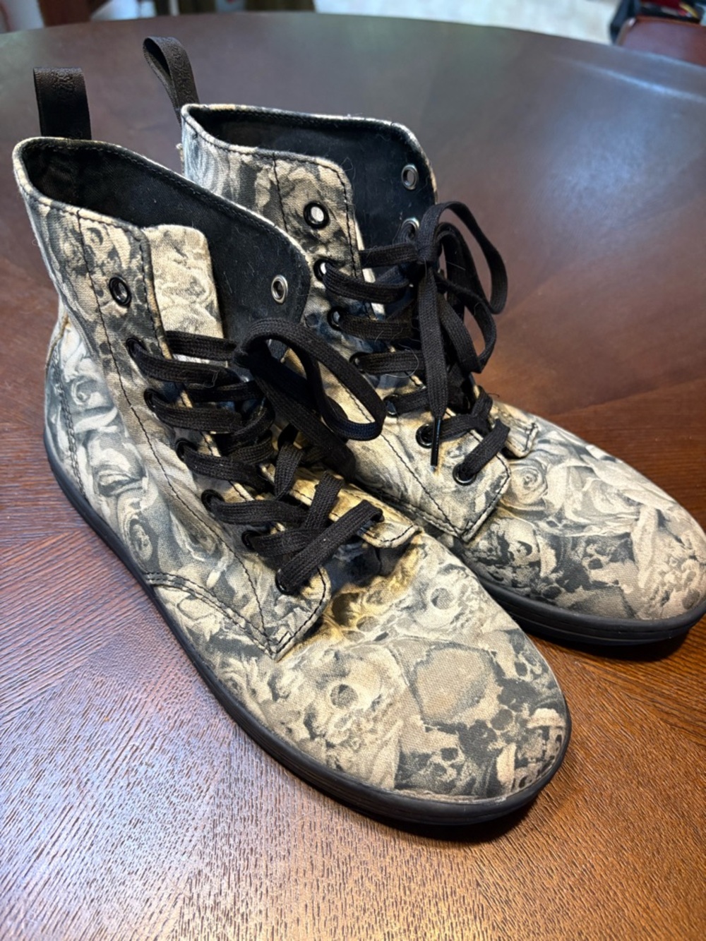 Dr. Martens Black Floral Canvas Lace-Up Boots